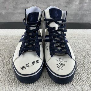 Polo Ralph Lauren Shoes Mens 10.5D Blue White High Top RLFC Canvas Sneakers
